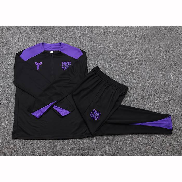 Tuta da Track di Felpa FC Barcellona Bambino 2025-2026 Nero Purpura
